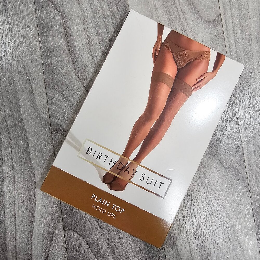 Ann Summers Birthday Suit Plain Top Hold Ups Nude/Tan Stockings Size XXL
